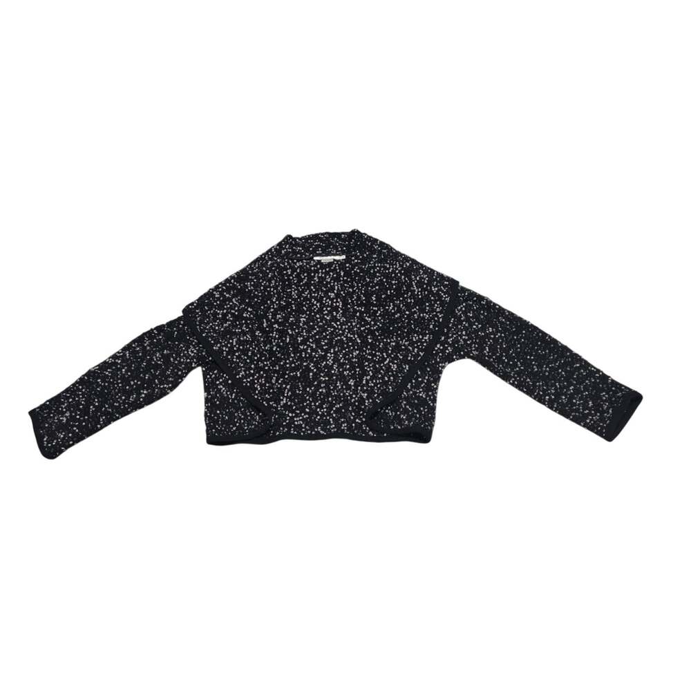 Garfield Marks Black White Flecked Knit Cropped Shrug Sz 6 Bolero Cardigan Workk